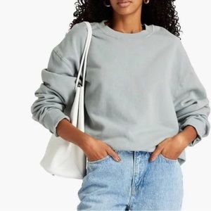 NWT Good American Essentials Boyfriend Sweatshirt In Gray Green Size: M (2)